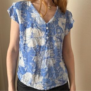Floral Dainty Nautical Top Cynthia Rowley Size Small Blue Coastal Beach Boho